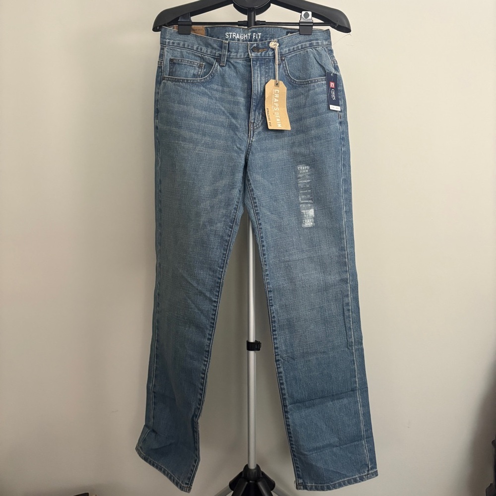 Chaps Men's Straight Fit Jeans - Light Blue